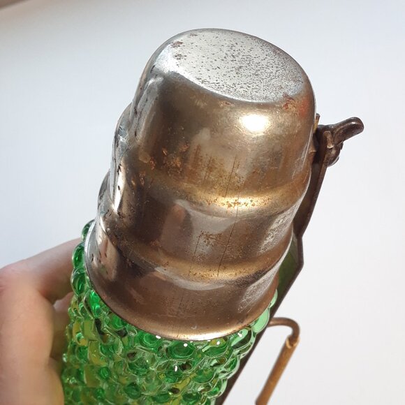 Vintage Art Deco Wall Lamp bullet torpedo glass shade sconce 1930's GREEN - RARE - Picture 8 of 15